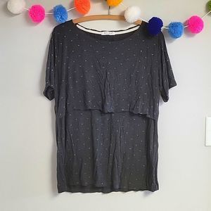 Nursing Top XL Grey and Polka Dot